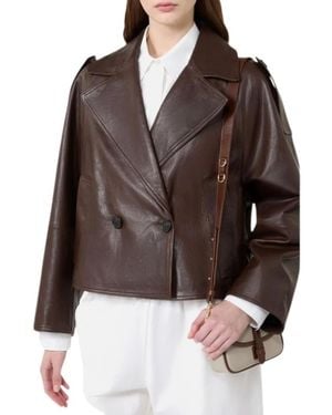 Weekend by Maxmara Jassen ,Bruin ,Leer Felino Leren Jas