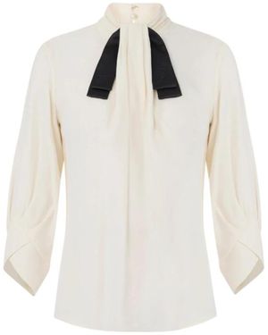 Elisabetta Franchi Georgette-Bluse Mit Satin-Schleife - Weiß