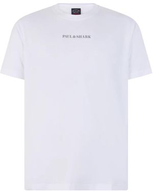 Paul & Shark Logo-Print Katoenen T-Shirt - Wit