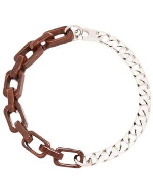 Plan C Accessoires ,Veelkleurig ,Leer Platte Ketting - Metallic
