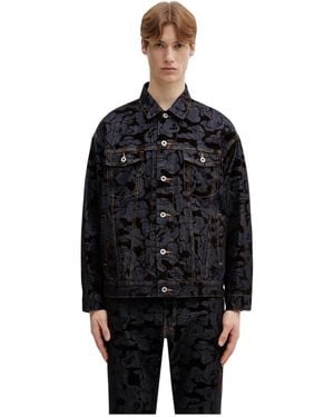 A Bathing Ape Camo Flocked Denim Jacket - Schwarz