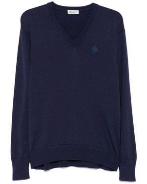 Bally Navy v-ausschnitt pullover - Blau
