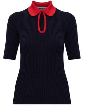 Jil Sander V-Neck Knitwear - Blu