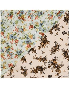 Jil Sander Accessoires ,Veelkleurig ,Flower Foulard Diagonaal - Metallic