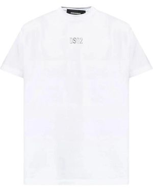 DSquared² Tops ,Wit ,Katoen Embossed Logo Katoenen T-Shirt