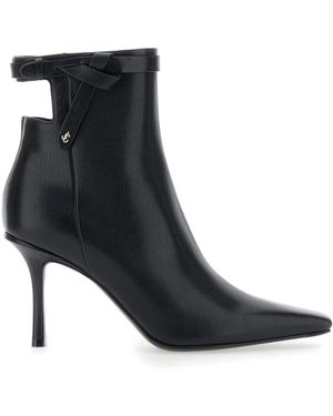 Jimmy Choo Schwarze Leder Stiefeletten Mit Knotendetail