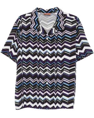 Missoni Overhemden ,Veelkleurig ,Bowling Shirt - Blauw