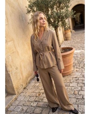 ROUGE EDIT Overhemden ,Linnen Blouses Roumelia L/S Oversized Shirt - Naturel
