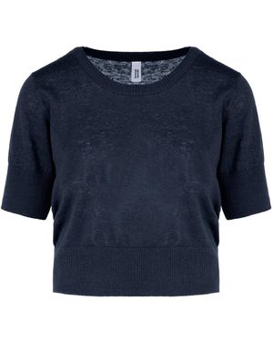 Bomboogie Rond-Hals Trui Met Korte Mouwen - Blauw