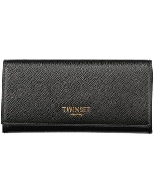 Twinset Portemonnaie Mit Überschlag Und Logo - Schwarz