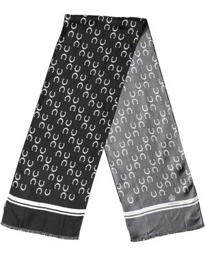 Dolce & Gabbana Accessoires ,Zwart ,Leer Horseshoe Silk Neck Foulard - Grijs