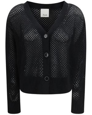 Allude Truien & Vesten ,Zwart ,Wol Fleece Wollen Vest Met Knoopsluiting