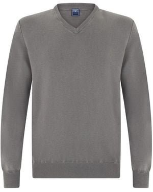 Fedeli Pullover Kaschmir V-Ausschnitt - Grau