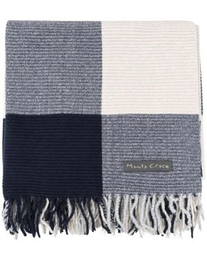 Manila Grace Accessoires ,Veelkleurig ,Polyester Geruite Sjaal Met Franjes - Blauw