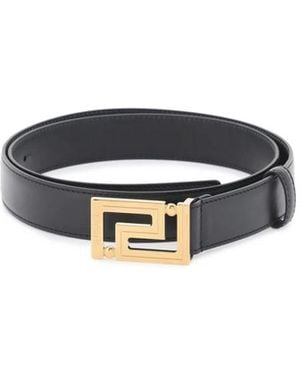 Versace Greca Gesp Leren Riem - Blauw