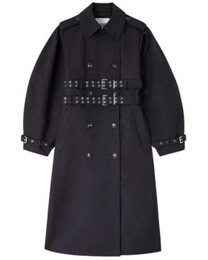 Ganni Trench Coats - Negro