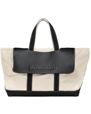 Palm Angels Stilvolle Reisetasche Mit Lederdetails - Schwarz