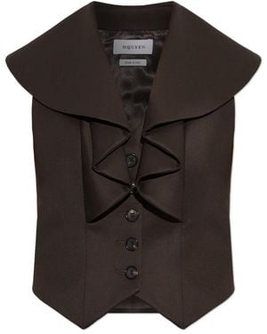 McQueen Wollweste Mit Zierkragen - Schwarz