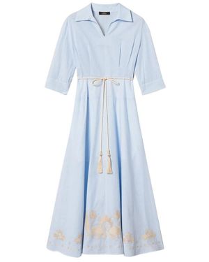 Actitude Kleedjes ,Blauw ,Katoen Midi Overhemdjurk