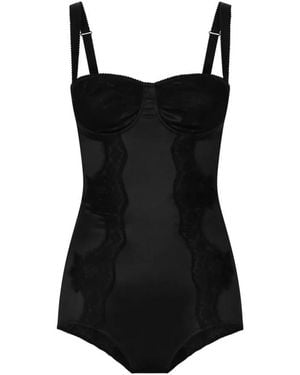 Dolce & Gabbana Tops ,Zwart ,Satijn Balconette Bodysuit