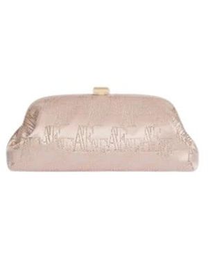 Alberta Ferretti Satin-Clutch Mit Strass-Af-Monogramm - Pink