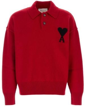 Ami Paris Round-Neck Knitwear - Rouge