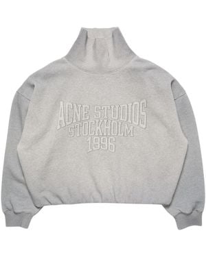 Acne Studios Hoodies & Sweatvesten ,Grijs ,Katoen Fleece Sweatshirt Met Logo