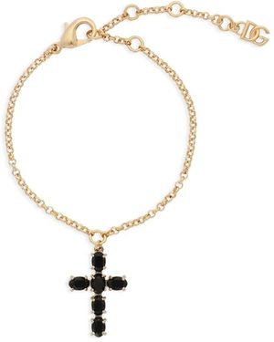 Dolce & Gabbana Kristall-Kreuz-Armband - Mettallic