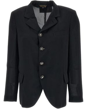 Comme des Garçons Jassen ,Zwart ,Enkelrij Blazer Van Semi-Transparante Stof