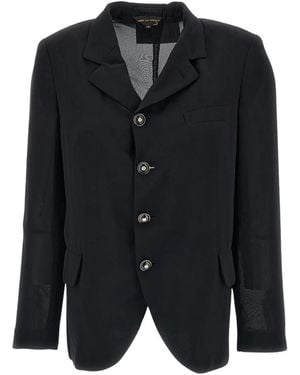 Comme des Garçons Jassen ,Zwart ,Enkelrij Blazer Van Semi-Transparante Stof