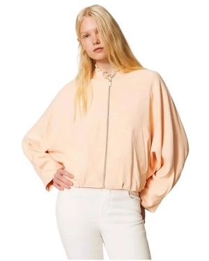 Twinset Jassen ,Roze ,Bomber Met Kimono Mouwen - Naturel