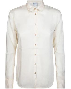 forte_forte Overhemden ,Wit ,Katoen Camicia Regular Voile Cotone Seta