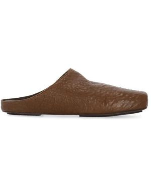 Uma Wang Bruine Leren Sandalen Met Vierkante Neus