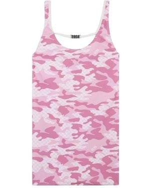 Gcds Camo Karomuster Jersey Minikleid - Pink