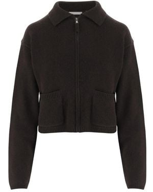 Allude Truien & Vesten ,Bruin ,Kasjmier V-Hals Kasjmier Trui - Zwart