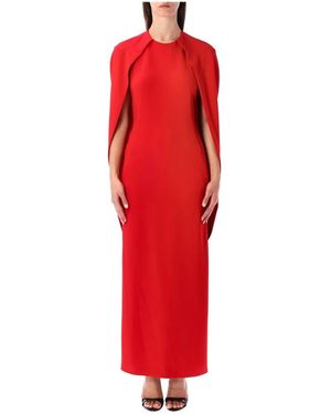 Alberta Ferretti Rode Cape Mouw Lange Jurk - Rood
