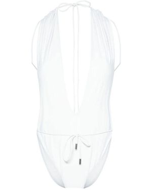 Saint Laurent Badmode ,Backless V-Halter Badpak - Wit