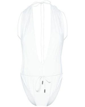 Saint Laurent Badmode ,Backless V-Halter Badpak - Wit