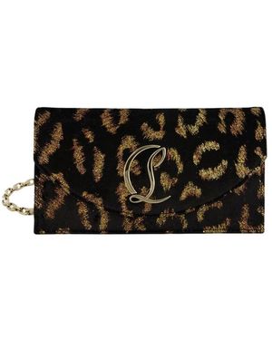 Christian Louboutin Tassen ,Veelkleurig ,Leer Loubi 54 Leo Velvet Silk Clutch - Zwart
