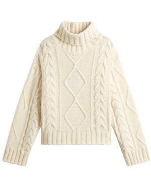 Woolrich Truien & Vesten ,Wit ,Aran Turtleneck - Naturel