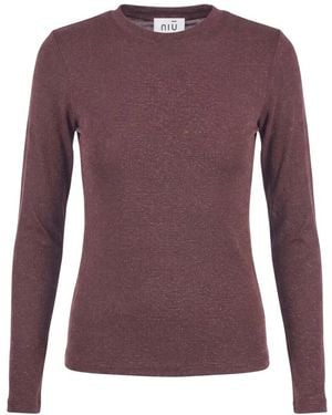 Niu Rundhals-Strickware - Lila