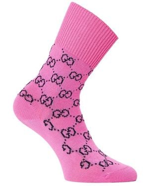 Gucci Ondergoed ,Roze ,Katoen Monogram Logo Sokken