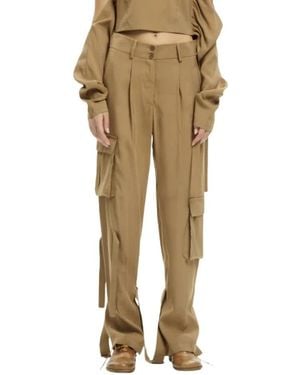 Malloni Pantaloni Cargo Con Tasche Applicate Mlo - Natur