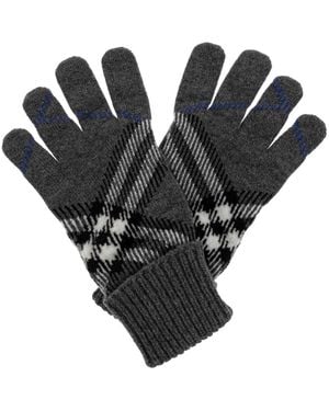 Burberry Handschuhe Aus Kaschmir-Mischgewebe Mit Check-Muster - Schwarz