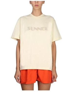 Sunnei T-Shirt Mit Logo-Stickerei - Rot