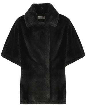 Betta Corradi Capa De Piel Sintética Negra Con Cuello, Mujer, Talla - Negro