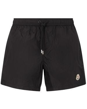 Moncler Badmode ,Zwart ,Zwemshort Met Logopatch