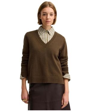 Bugatti Truien & Vesten ,Bruin ,Kasjmier Cashmere V-Neck Trui