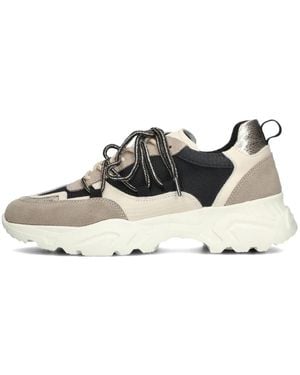 Omoda Schoenen ,Leer Lage Sneakers Met Chunky Zool - Naturel