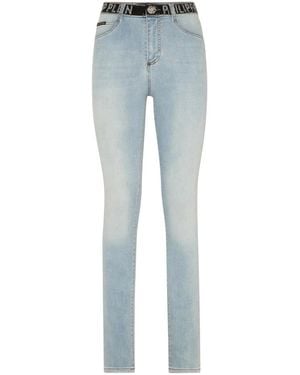 Philipp Plein High Waist Jegging - Blauw